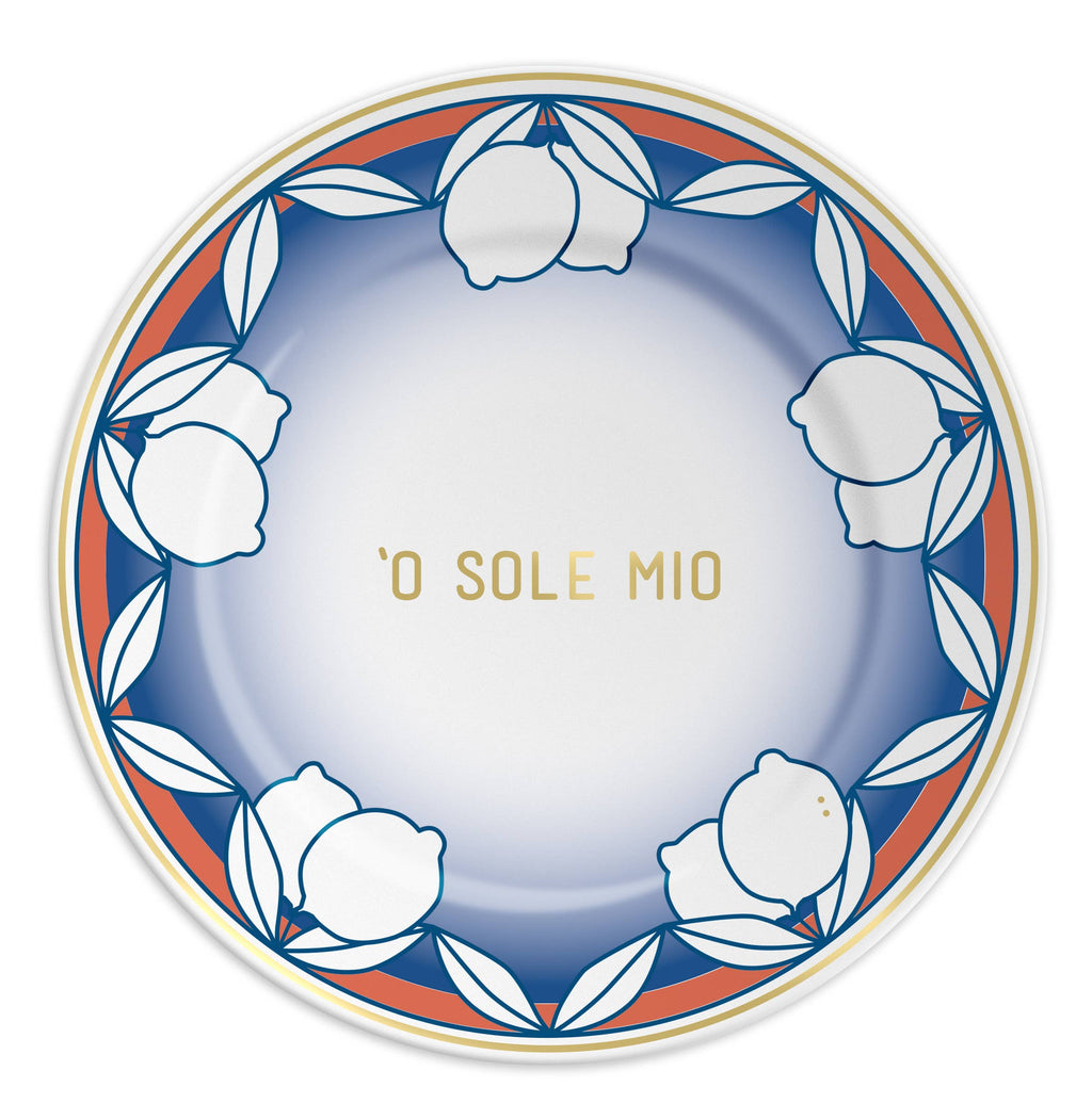 'O SOLE MIO BIG - Piatto in porcellana con scritta