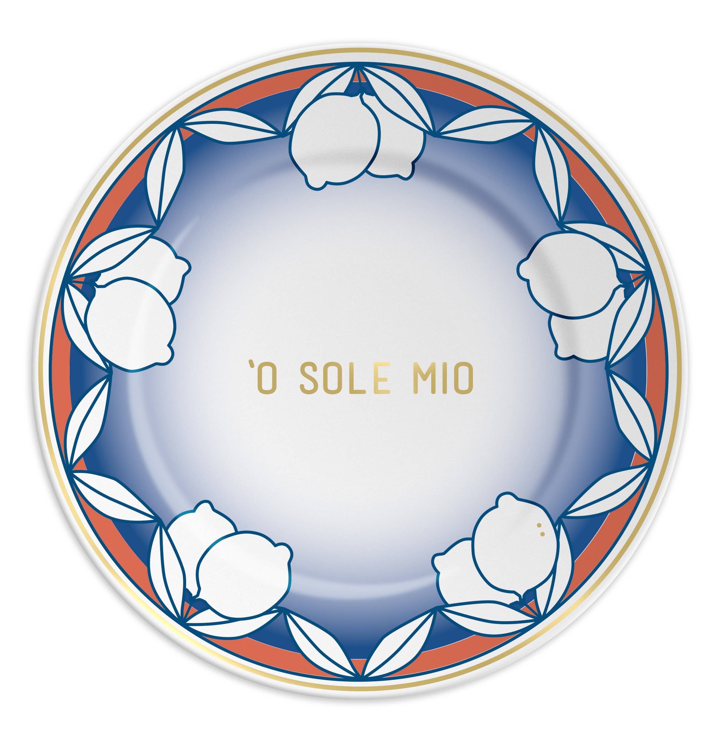 'O SOLE MIO BIG - Piatto in porcellana con scritta