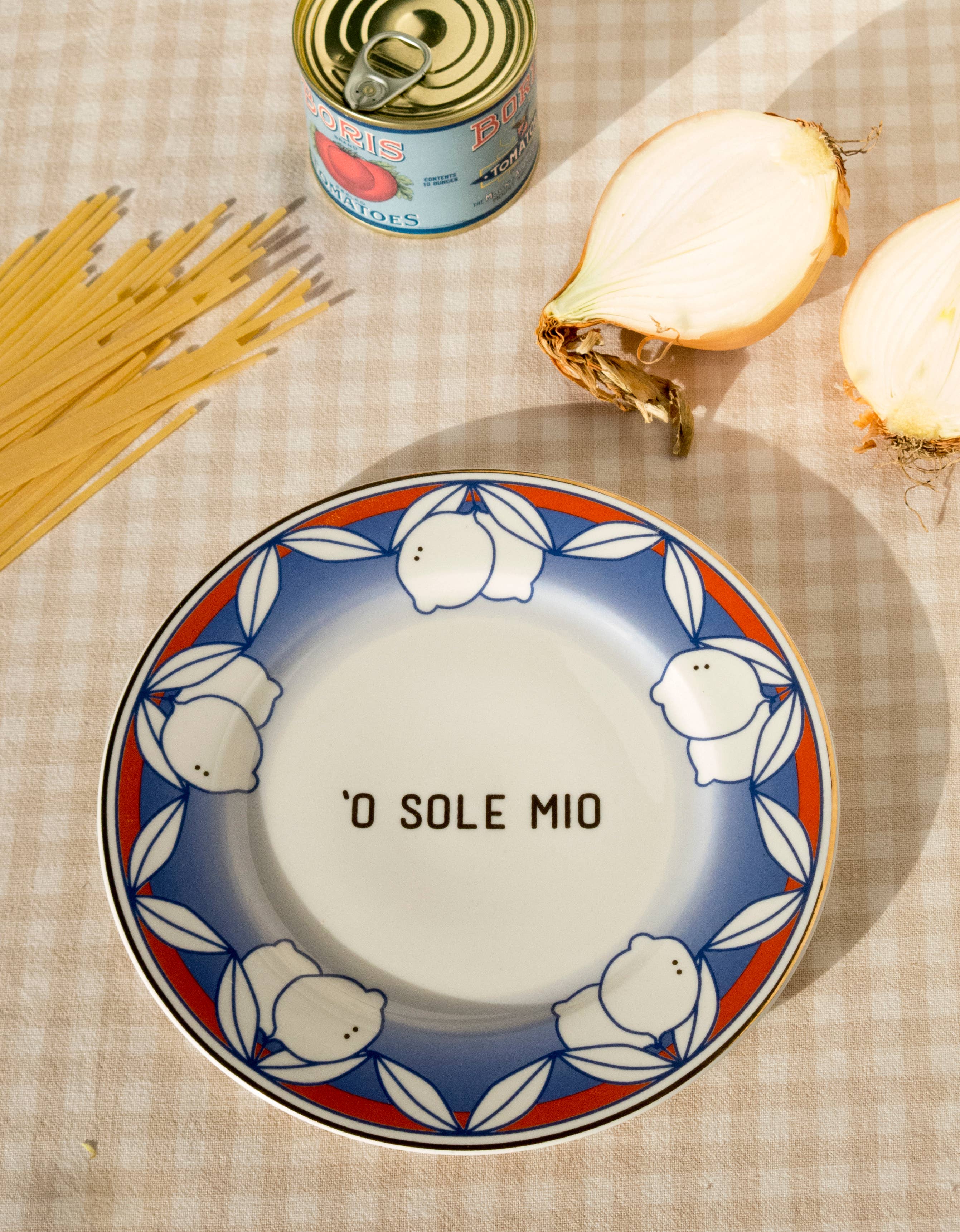 'O SOLE MIO BIG - Piatto in porcellana con scritta