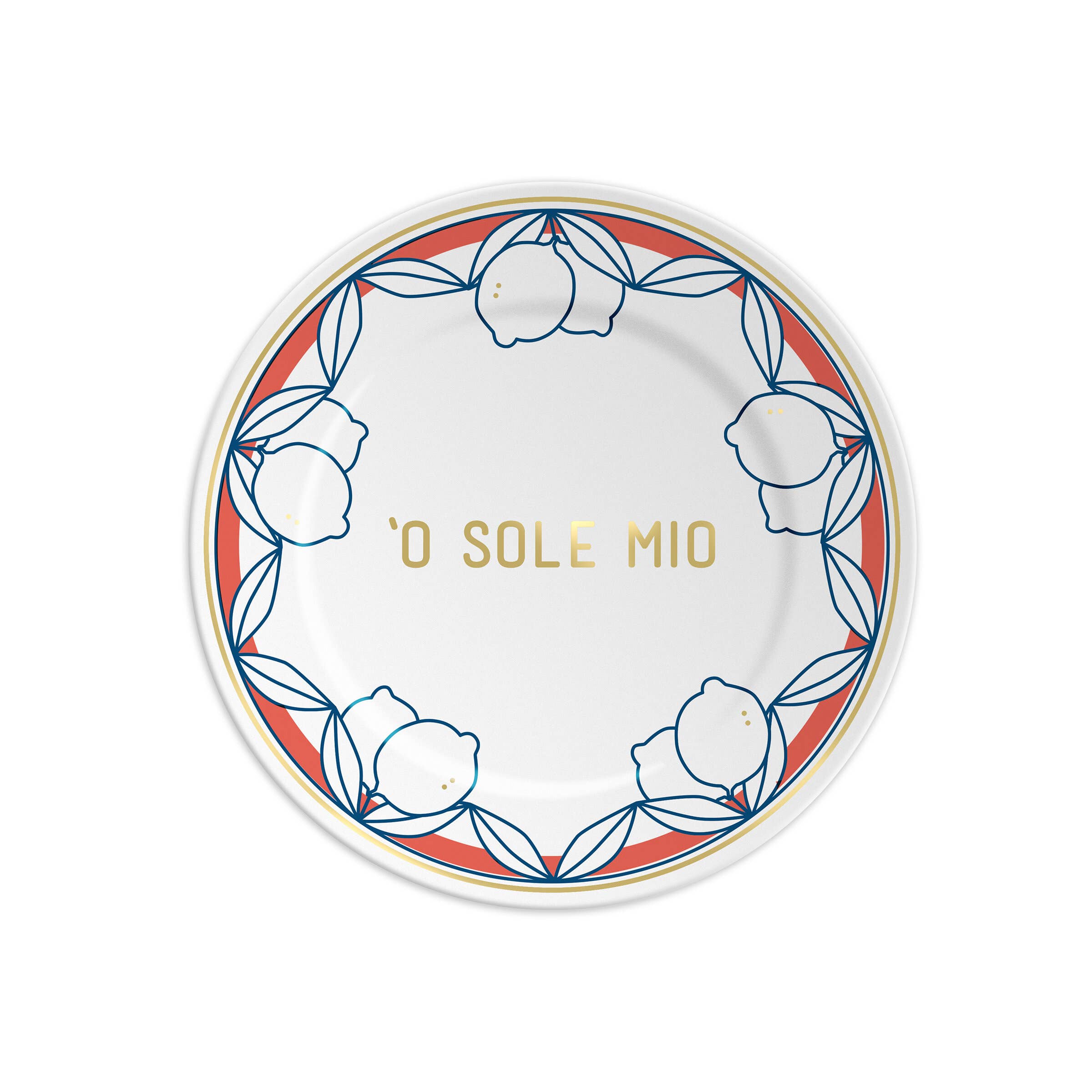 'O SOLE MIO - Piatto in porcellana con scritta